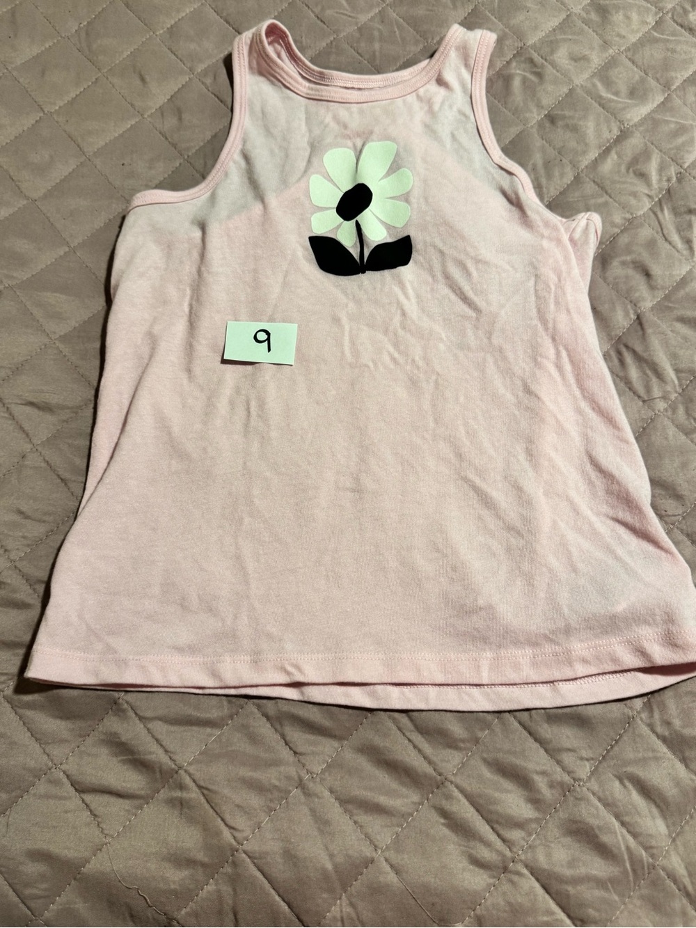 Old Navy Light Pink Girls' Tank Top with White & Black Flower